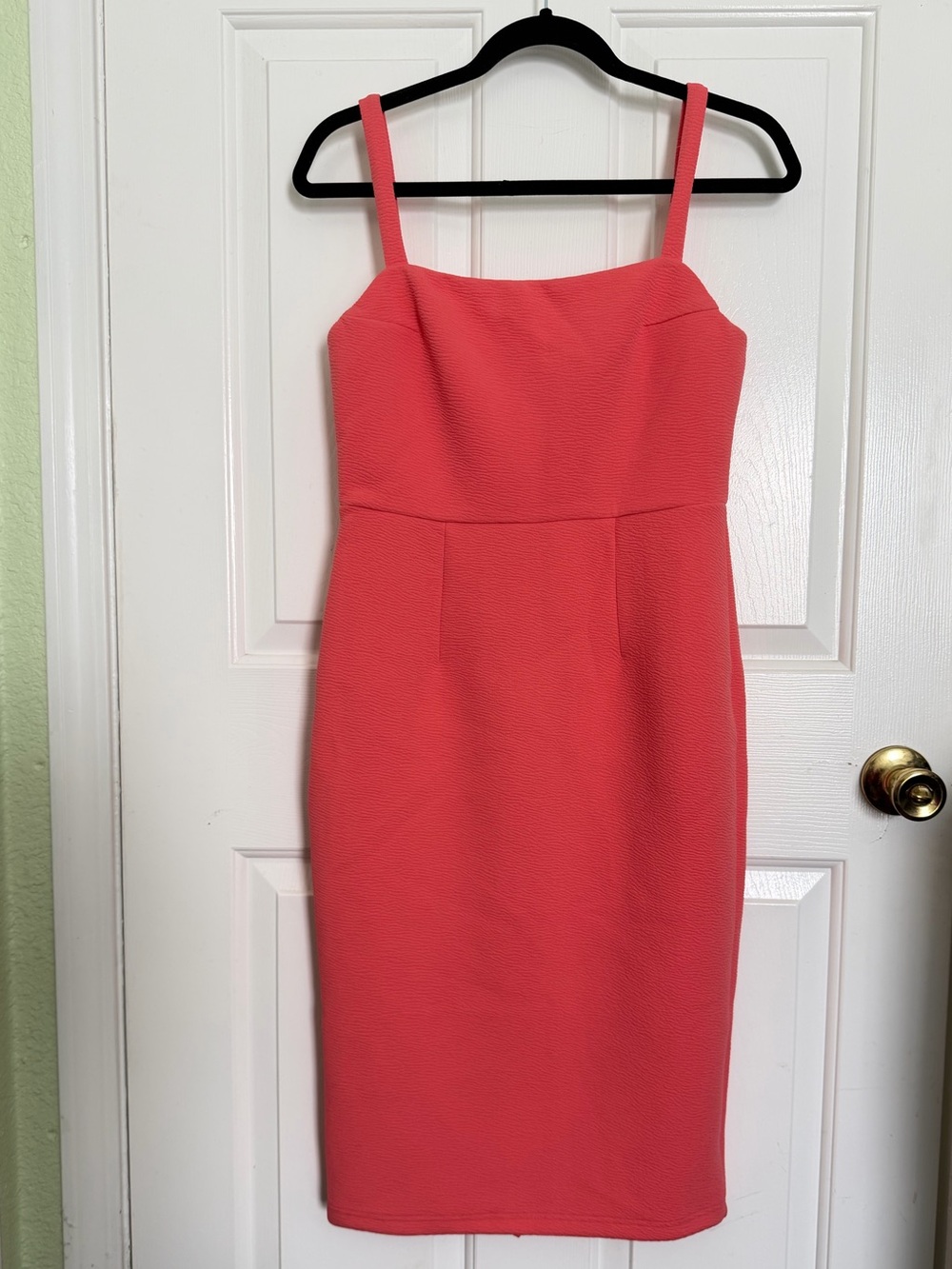 NWT Hello Molly Coral Orange Midi Sheath Dress Size L US - 8